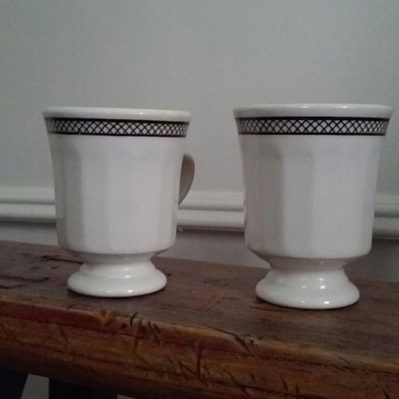 Vintage Buffalo Oneida Restaurant Ware Footed Coffee Cup Mug Brown Stripe 2 - Picture 4 of 12